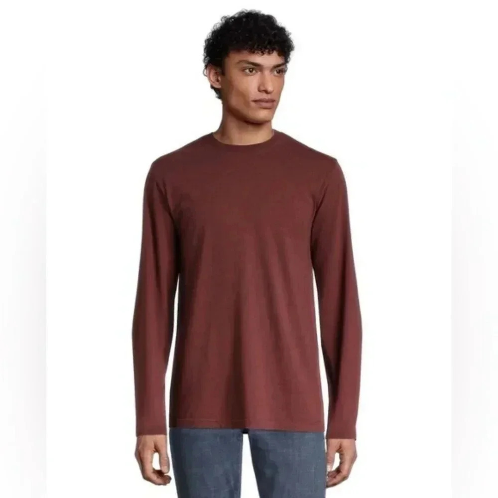 Denver Hayes Men’s Burgundy Long Sleeve Stretch Shirt - Size XL, Modern Fit